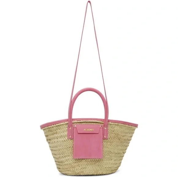 Jacquemus Pink and Tan Straw Raffia Bag - Picture 1 of 10